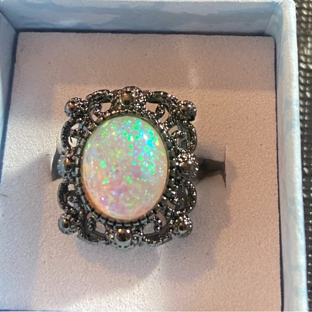 Elegant Silver Opal Ring